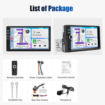 7 Inch 1 Din MP5 CarPlay Car Radio Multimedia Player Touch Screen FM ISO Power Aux Input Bluetooth USB Mirror Link Universal