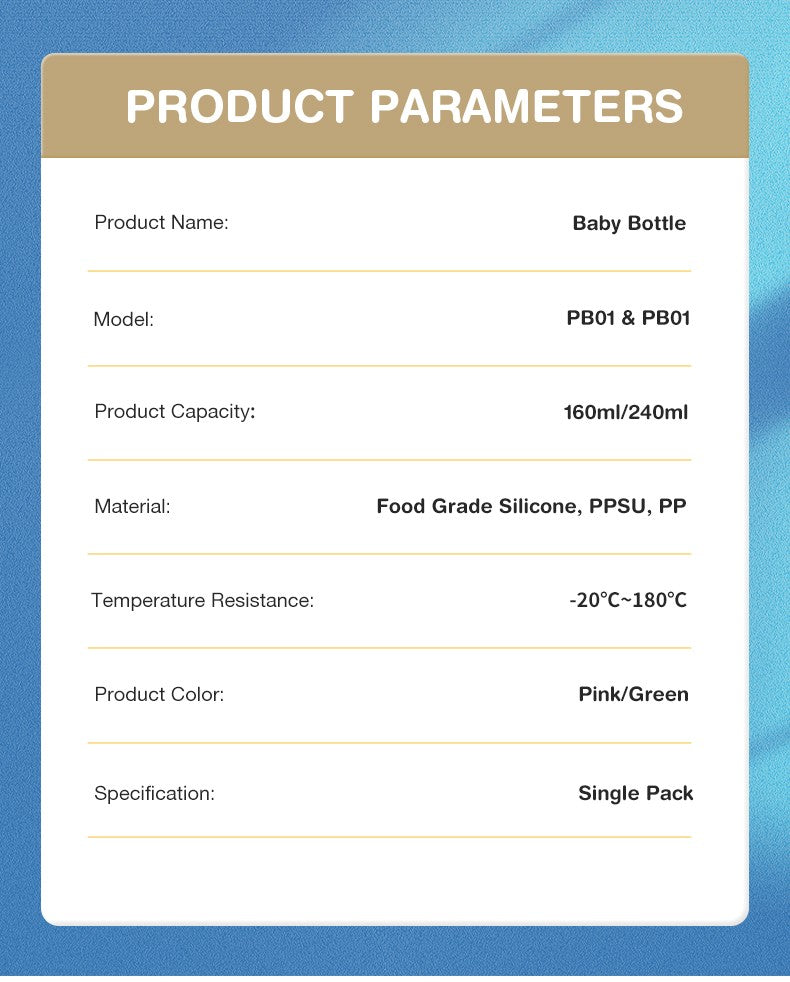 MAMIJOY 160/240ML PPSU Baby Bottle Double Handle Infant Drop-proof Baby Wide-caliber Milk Bottle Newborn Feeding Bottle BPA Free