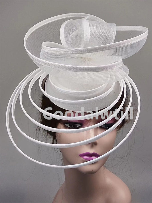 Chapéu Fascinator de Igreja Véu de Casamento de Malha Feminino para Festa Banquete Chapéu Boné Faixa de Cabelo Feminina Festa Chá Royal Ascot Chapéus Pillbox