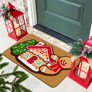 VIKAMA Christmas Gingerbread Man House Rug Bedroom, Living Room, Hallway Entrance Mat Soft Comfortable Floor Mat Home Decor