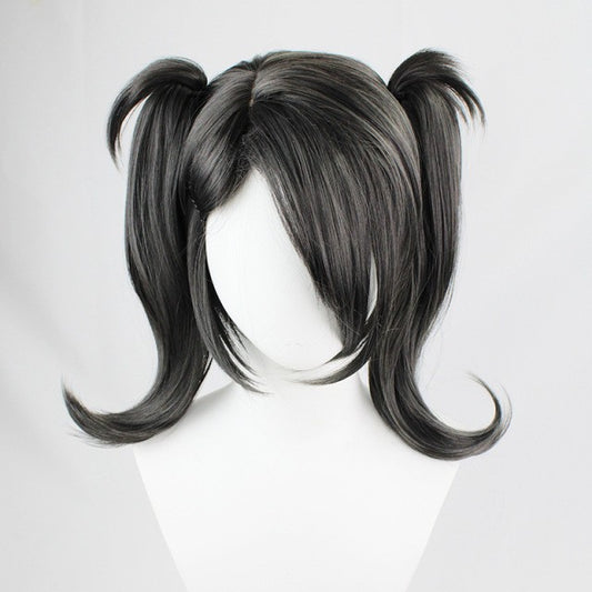 Peruca de rabo de cavalo Kawaii Angel-chan para Cosplay, perucas de cabelo de princesa com tranças e franja para fantasia de pêssego de Halloween