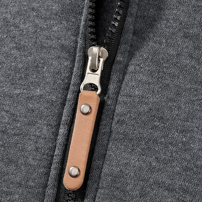 Men's Hooded Fleece Lining Jumpsuit Autumn Winter Warm Long Sleeve Full Zipper Overalls with Kangaroo Pockets Night Clothes