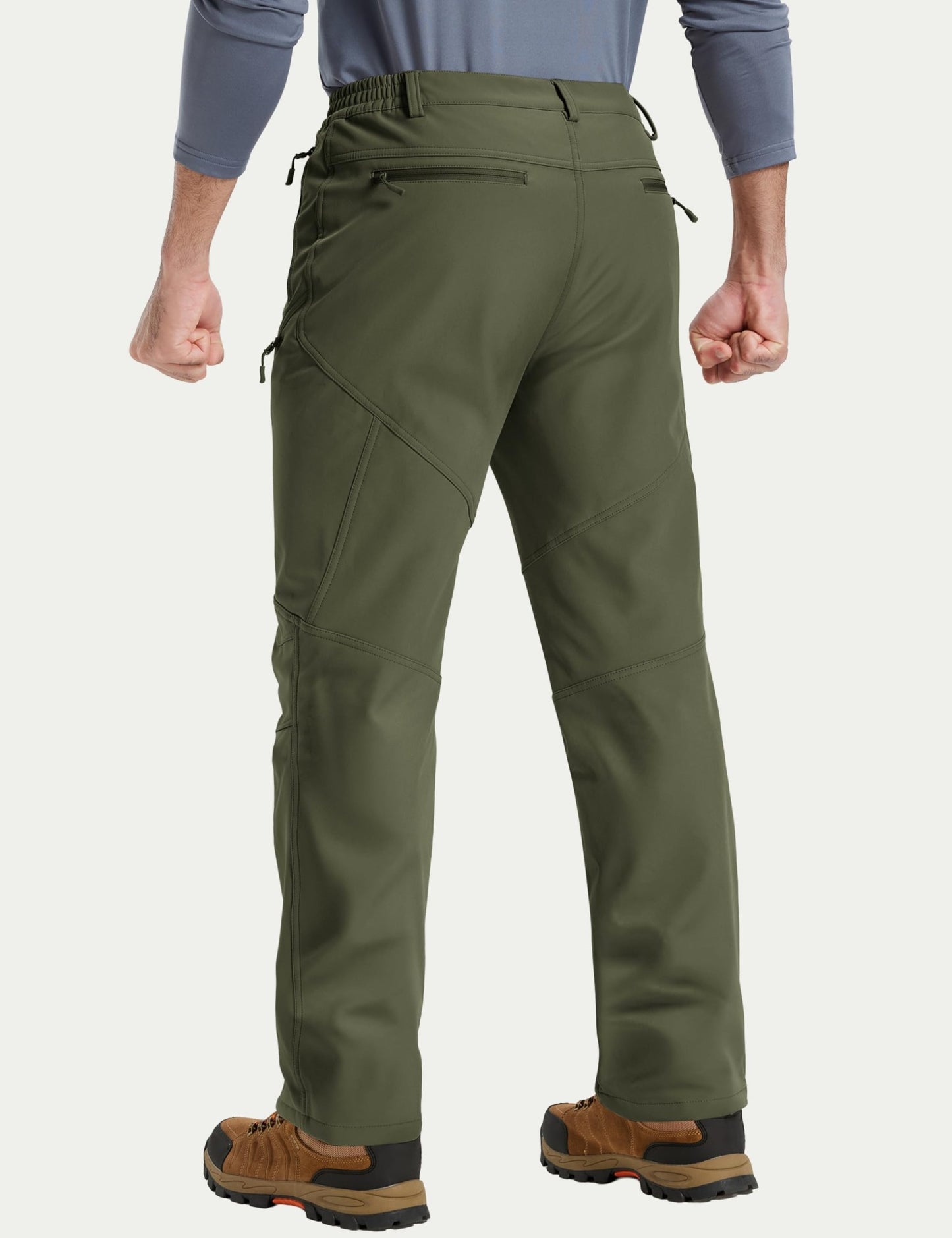 Calça Masculina de Inverno para Caminhada TACVASEN Forrada com Fleece, Impermeável, Softshell, para Esqui na Neve, Isolada, Cargo de Trabalho com 6 Bolsos com Zíper