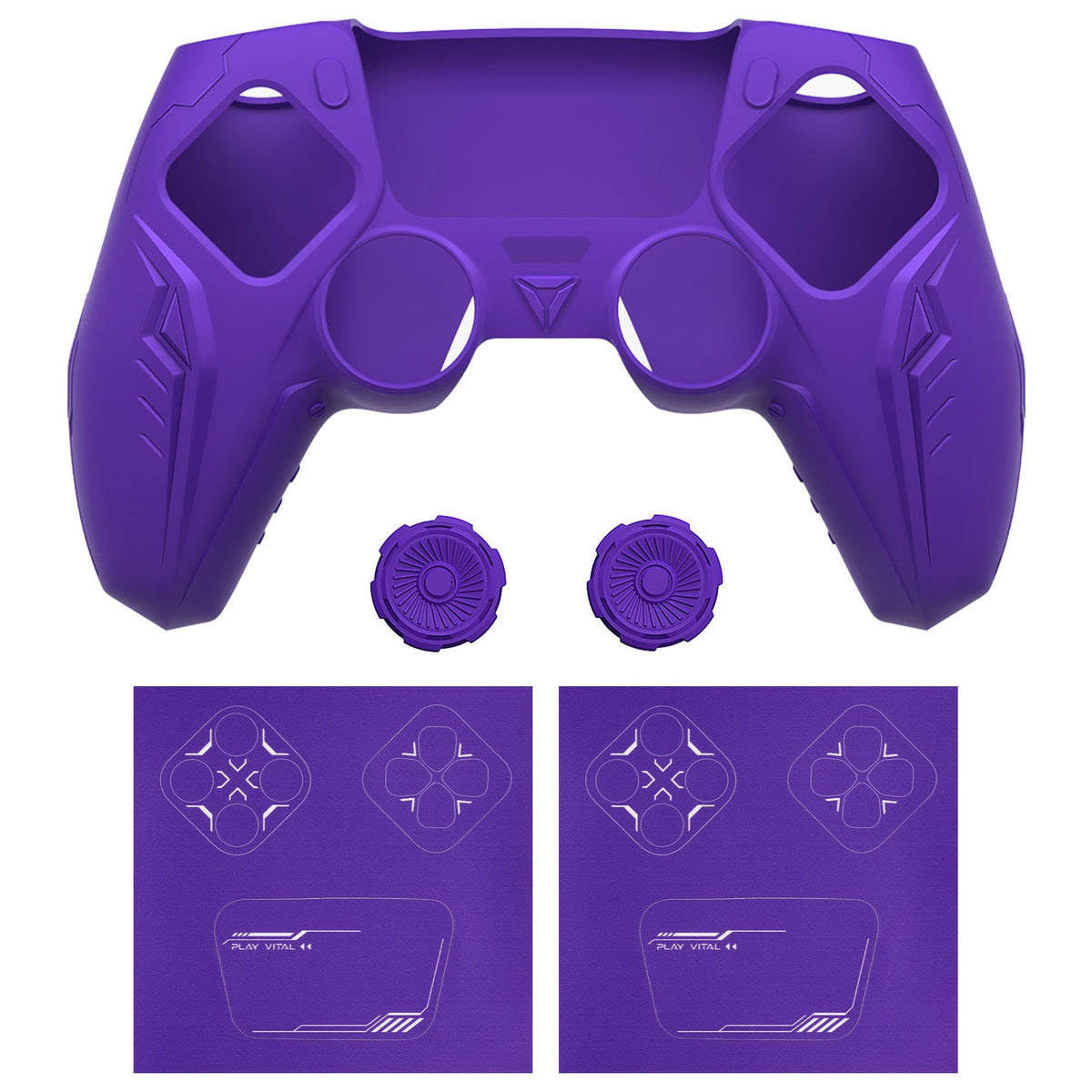 PlayVital Silicone Grip Case for PS5 Controller - Futuristic CyberMech Design Cover Compatible with PS5 Official Charging Dock