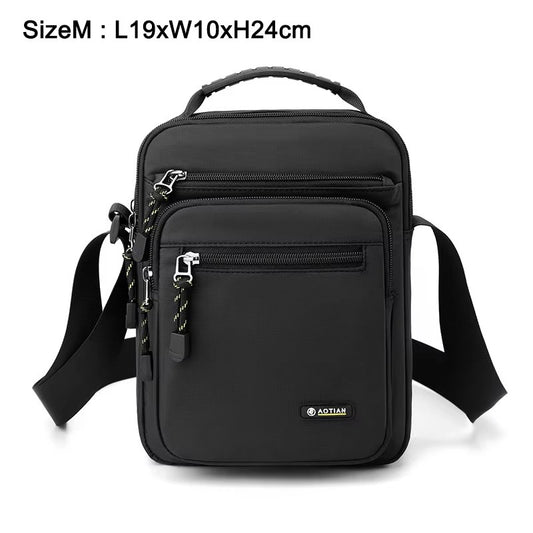 Men Multi-layer Shoulder Bag Fashionable Casual Lightweight Nylon Crossbody Bag for Daily Outing Commuting Small Handbag