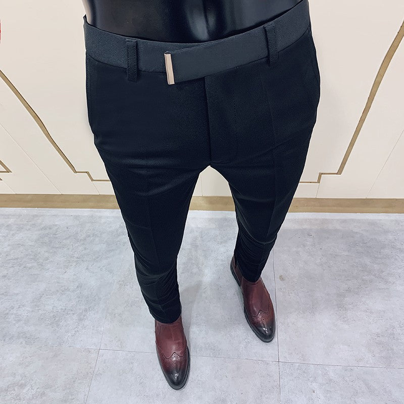 Spring 2025 Men Pants Korean Slim Fit Men Casual Ankle Length Pants Streetwear Men High Quality Black Gray Khaki Dress Suit Pant
