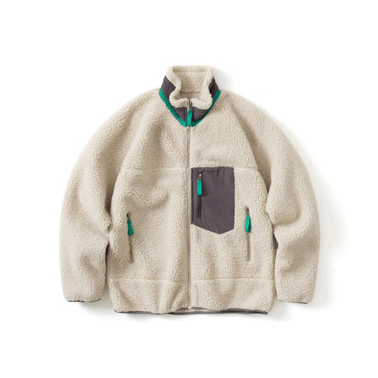 Pata Outdoor Windproof Hiking Fleece Jacket Imitation Lamb Wool Stand Collar Zipper Fleece Jacket Polar Fleece Warm Couple Coat