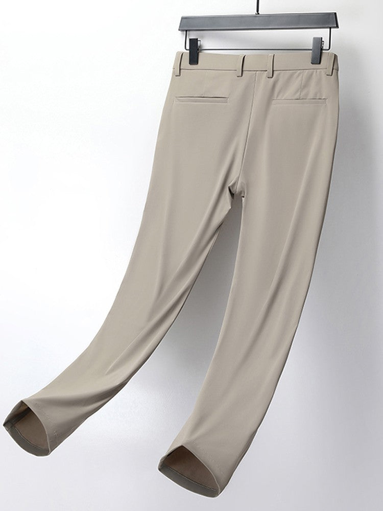 Summer Men's Casual Pants Korean Fashion Light Cool Ice Silk Stretch Golf Pants Slim Fit Suit Pants Male Office Formal Trousers