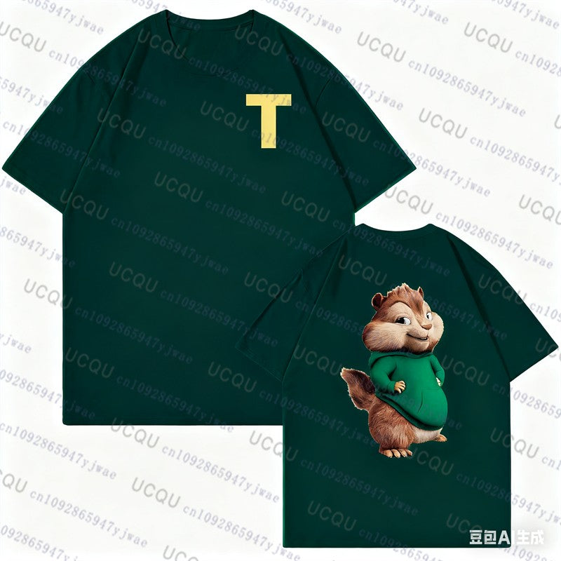 Alvin and The Chipmunks Cosplay Short Sleeve Tshirt Autumn Unisex S/P Movie Nerd Geek Anime Fashion Cotton Casual Pajama T-shirt