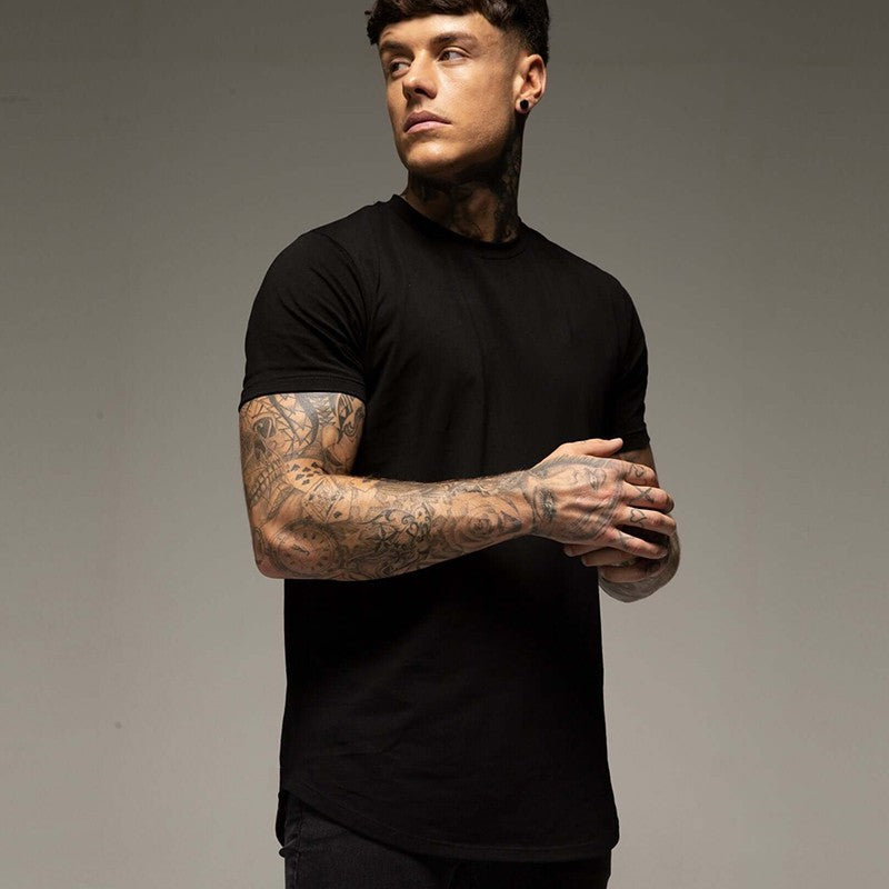 Plain Summer Workout Gym T-Shirt Mens Cotton Short Sleeves T Shirt Casual Tee Tops O-neck Streetwear Fashion Sports Clothing