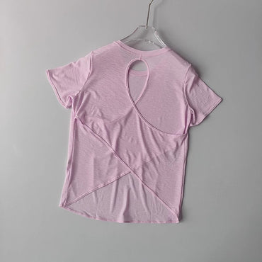 Women's Tight Sports T-shirt Quick Dry Short Sleeve Yoga T-shirt Pilates Fitting Fitness Back Hollow Out Running T-shirt