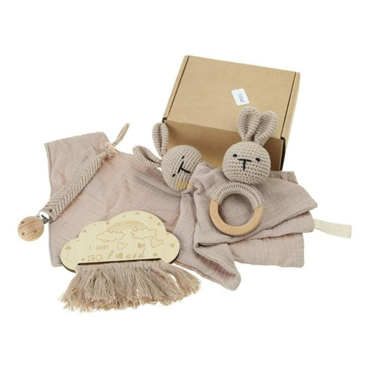 5Pcs Baby Soothing Doll Toy Burp Cloth Pacifier Chain and Teether with Tassels Board for Comfortable Teeth Care