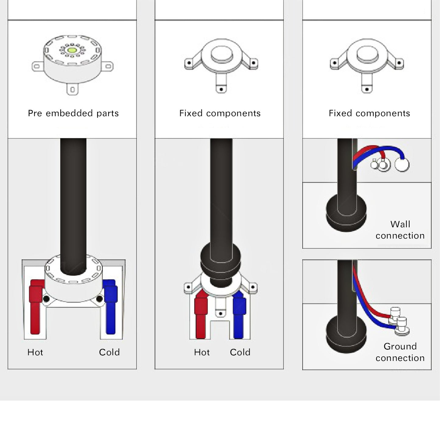 Luxury Black Brass Bathroom Faucet Floor standing Design Single Handle Hot and Cold Water Embedded Design Simple Bathtub Mixer