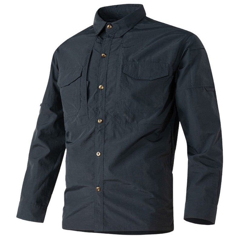Spring Autumn Tactical Shirts Men Work Long Sleeve Shirt Outdoor Combat Multi-pocket Quick Dry Cargo Camping Long-sleeved Shirts