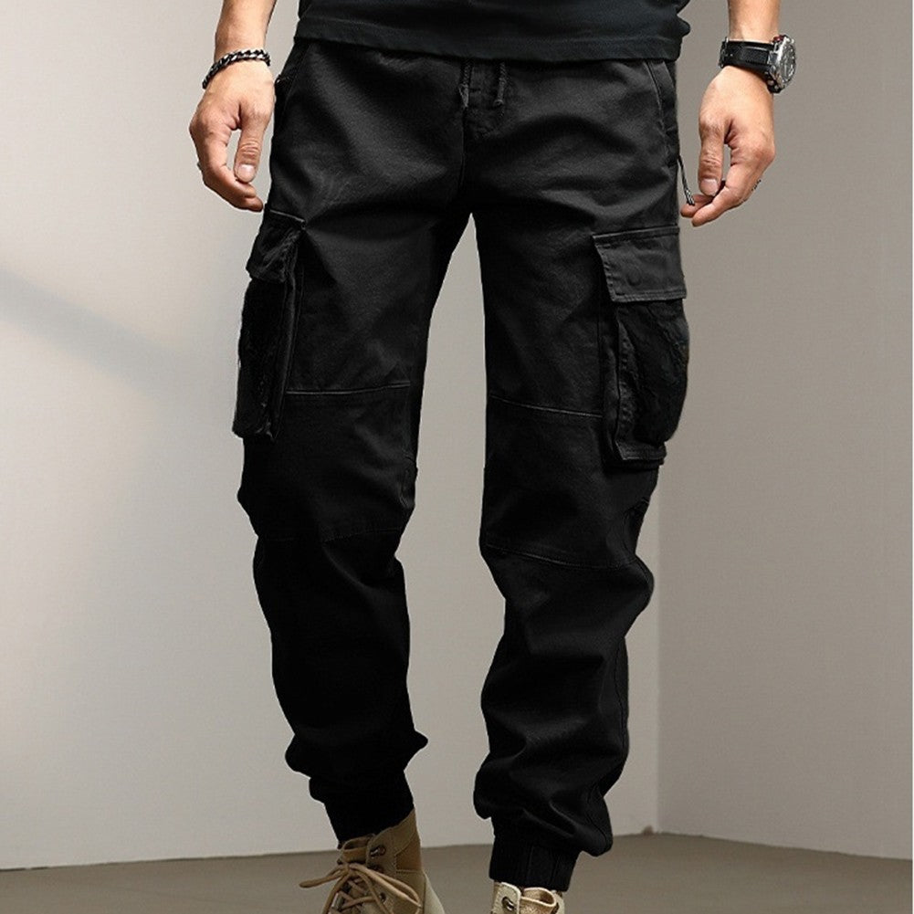 Solid Cargo Pants for Men Casual Loose Fit Ankle Banded Trousers Suitable for Spring and Autumn Grey Black Green