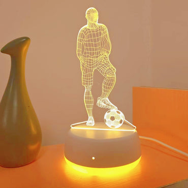 USB football player 3D night light, monochrome LED light, bedroom atmosphere and home decoration, football fans, holiday gifts