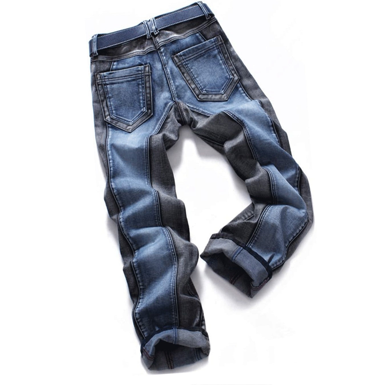Calça jeans masculina patchwork, cintura média, moda, viagem, festa, versão confortável de elástico
