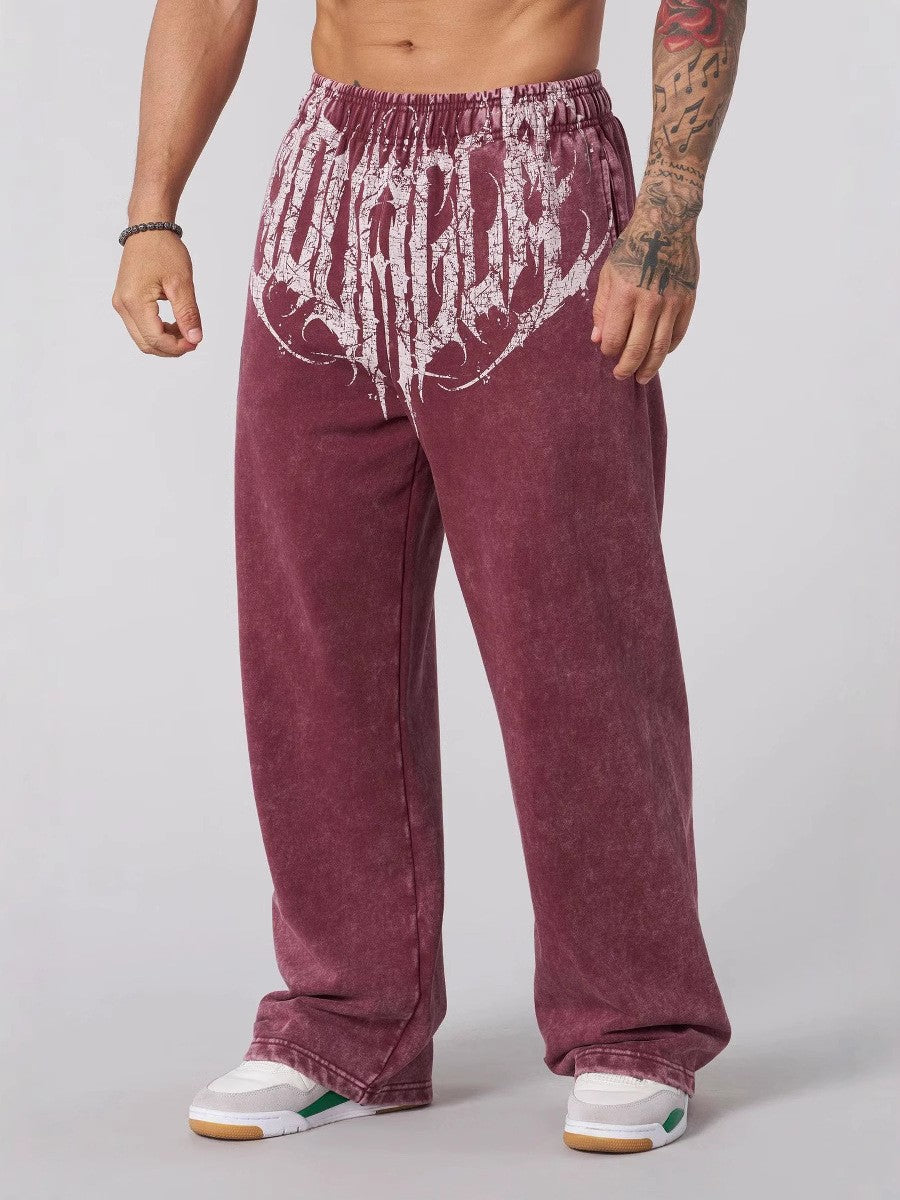 2025 YOUNGLA New American-style men's sports pants jogging muscle fitness casual pants loose straight-leg pants