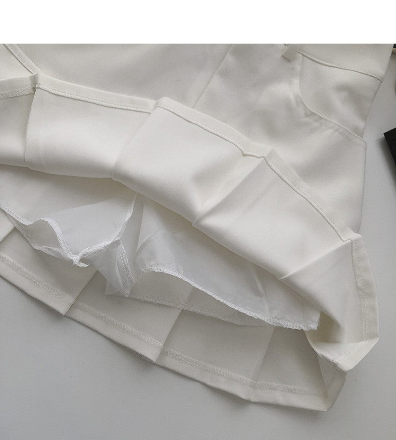 Y2K Vintage High Waist Pleated Skirt Women College Style Uniforms Safety Pants M
