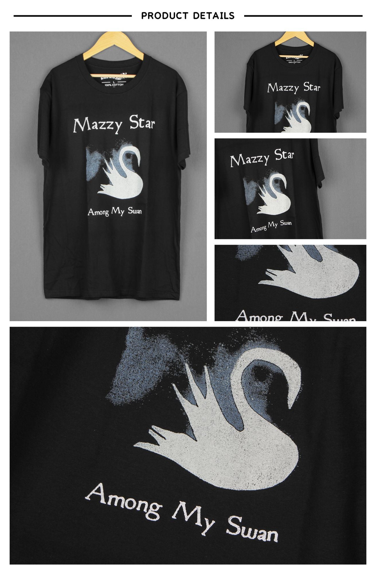 Mazzy Star T Shirt Among My Swan Psychedelic Rock Shoegaze Dream Pop Radiohead The Breeders Men's Long Sleeves Cotton Shirt