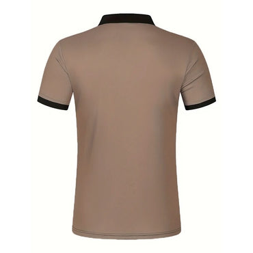 Men Summer New Fashion Short Sleeve Sport Lapel Casual Button Polo Shirt .