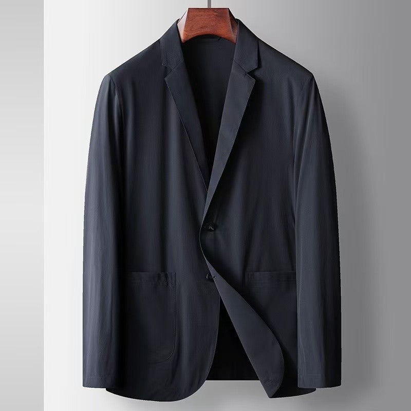 2025 Spring and Summer New Men's Casual Suit Light and Thin Elastic Middle aged Anti Wrinkle and Non Ironing Suit Coat Sunscreen