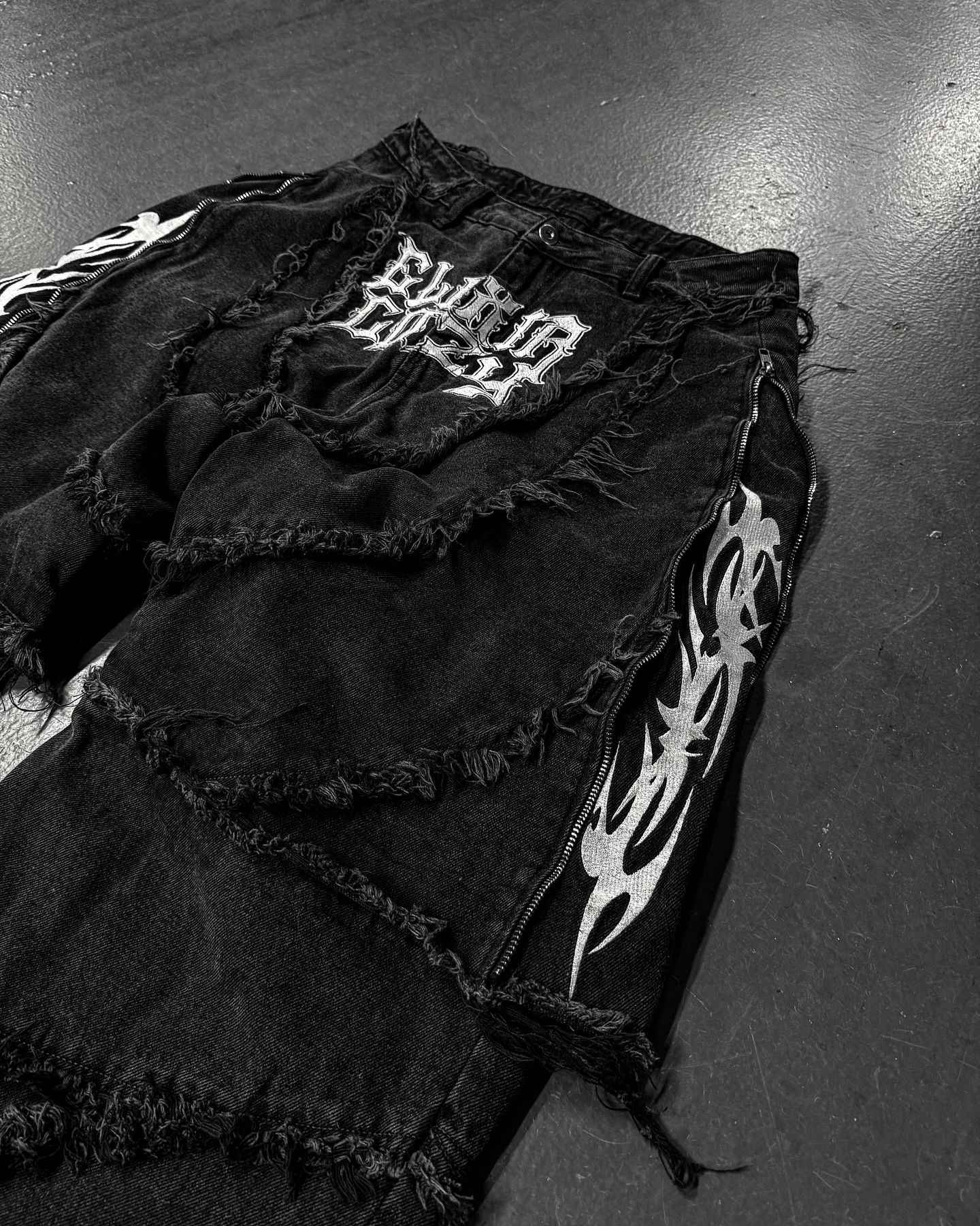 Elixir X Cozy Detachable Jeans Retro Punk Streetwear Ziipper Patchwork Stripe Denim Pants Men Black Baggy Hip Hop Splicing Jeans