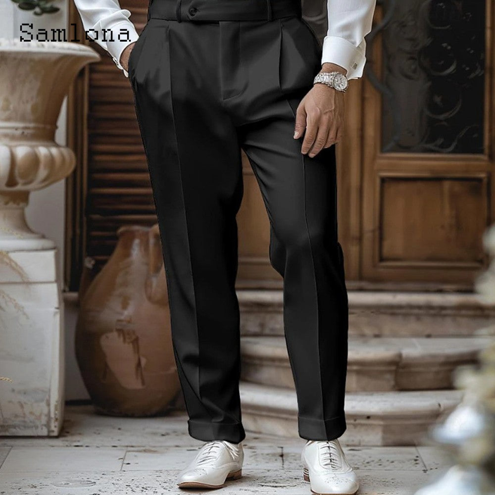 2025 Plus Size Mens Elegant Fashion Naples Suit Pants White Soft Pocket Trouser Men's Luxury Formal Straight Suits Pants New