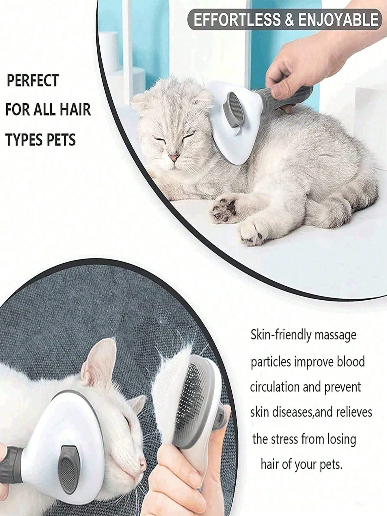 1 Escova para Cães, Escova para Gatos, Pente Pulga, Escova de Limpeza Automática, Escova de Pelo para Animais de Estimação, Escova de Massagem para Animais de Estimação, Escova para Remover Pelos Soltos