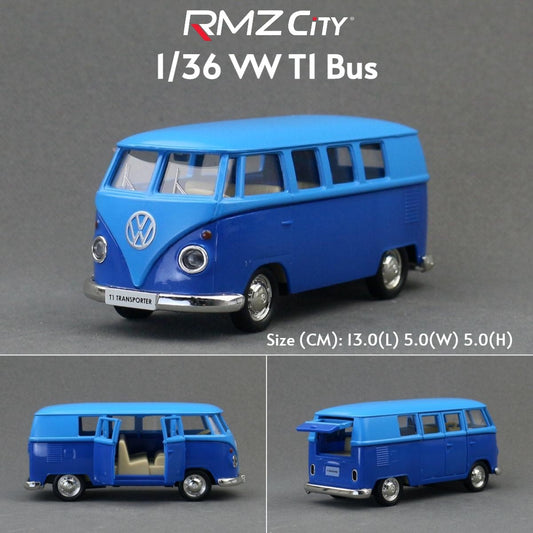 1/36 Volkswagen T1 Transporter Samba Bus RMZ CiTY 5'' Carro de Brinquedo Modelo para Crianças Miniatura Diecast Coleção Presente para Meninos