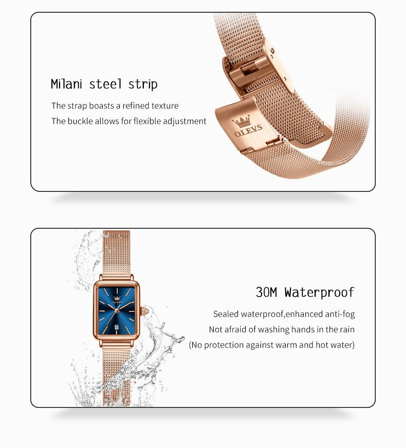 OLEVS Ultra Thin 8mm Women's Watches With Gift Box Fashion Elegant Rose Gold Mesh Steel Strap Luxury Quartz Watch for Woman 3692