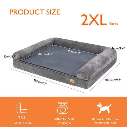 Cama para Cães Extra Grande Colchão Ortopédico para Animais de Estimação Sofá Almofada de Dormir com Capa Removível e Lavável Espuma Macia