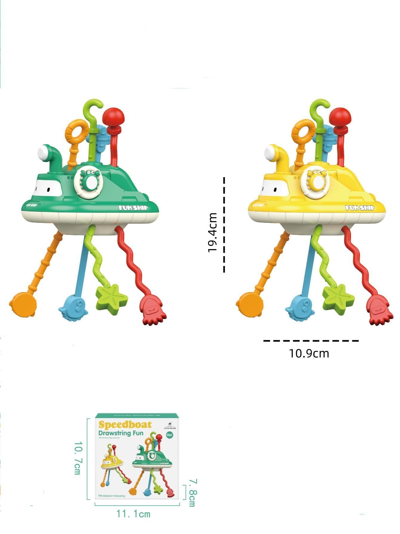 1-3Year Babies Random color matching Sensory Montessori Toys Silicone Pull String Toy for 0 12 Months Teething Small boat desig