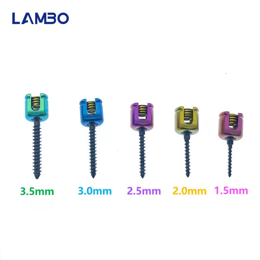 Parafuso pedicular veterinário 1.5/2.0/2.5/3.0/3.5mm, parafuso poliaxial para coluna, material de liga de titânio? Implantes Ortopédicos Veterinários