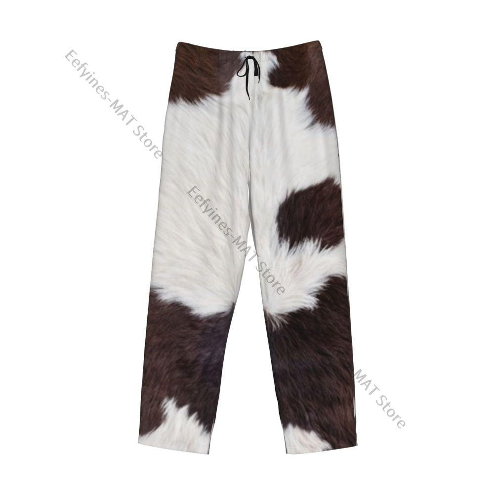 Cow Skin Texture Mens Pajamas Pyjamas Pants Lounge Pants Sleep Bottoms