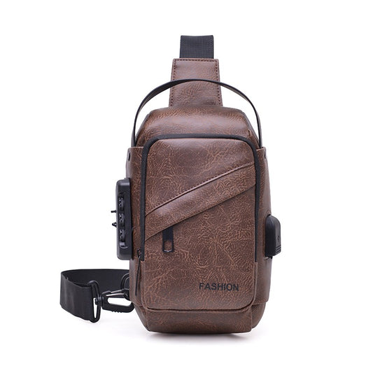 Men's Anti-Theft Crossbody Bag USB Charging Port Travel Chest Bag Waterproof Shoulder Messenger Bag for Outdoor Sports