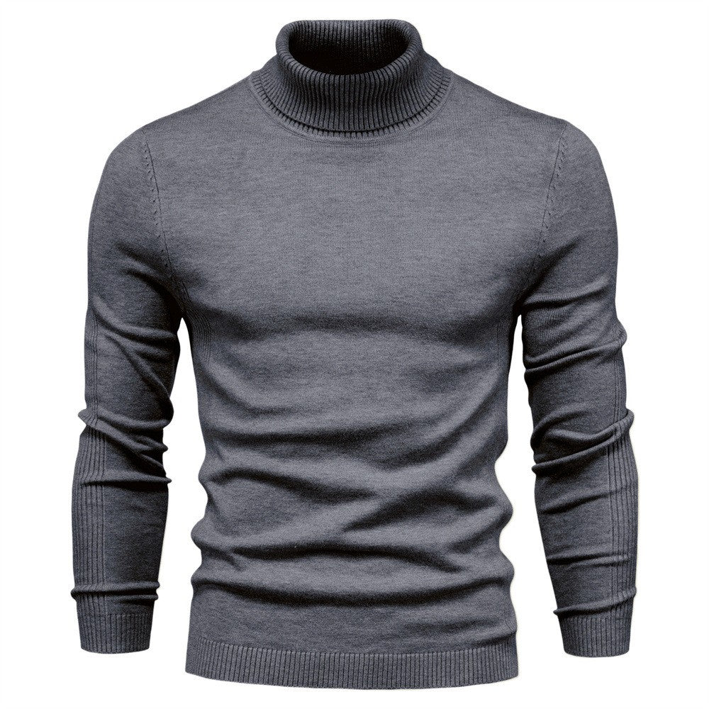2021 New Winter Men Turtleneck Sweater Casual Solid Color Warm Pullover High Quality Slim High Neck Long Sleeve Sweater Men