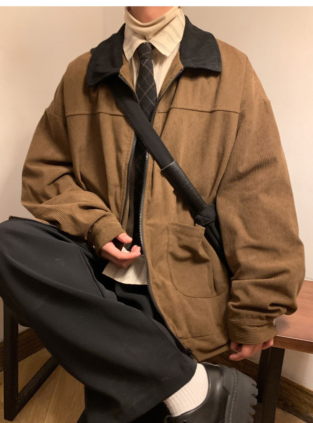 American Style Vintage 2025 Men Bomber Jacket Windbreakers Zipper Coats Autumn Loose Cargo Outwear