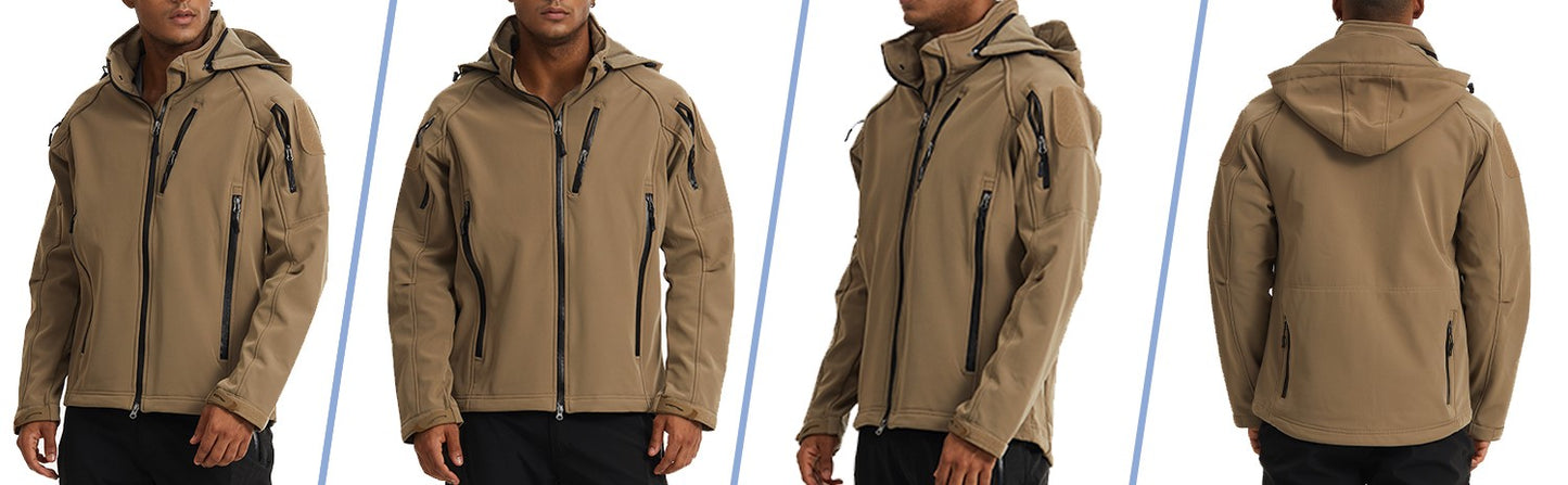 TACVASEN Fleece Lined Waterproof Jackets Mens Jacket Coats Outdoor Safari Windbreaker Winter Warm Work Jacket Outwear Windproof
