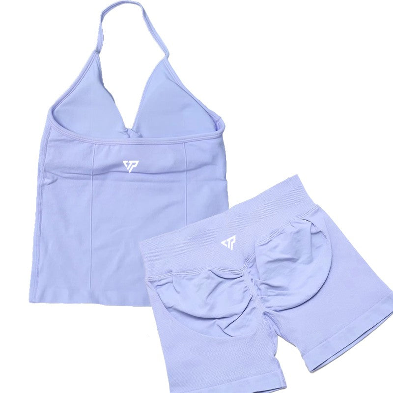 Women's Sports Gym 2-piece Set Vest High Waist Seamless Shorts Gym Wear Sportswear Essential for Workout