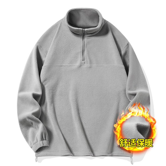 2025 New Style Stand Collar Sweater Half Zipper Pullover Long Sleeve Polar Fleece Men's Autumn And Winter Thick Base Warm
