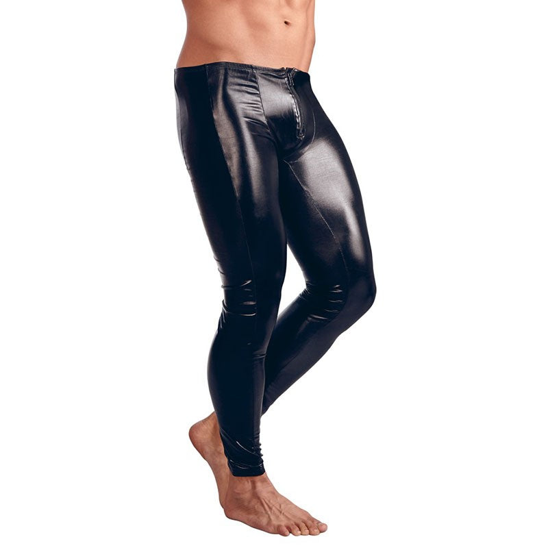 Men Pants Gothic Leggings Men's Trousers Pants Stage Performance Sexy Lingerie Men Wetlook Faux Leather PVC Gay Club Dance Wear