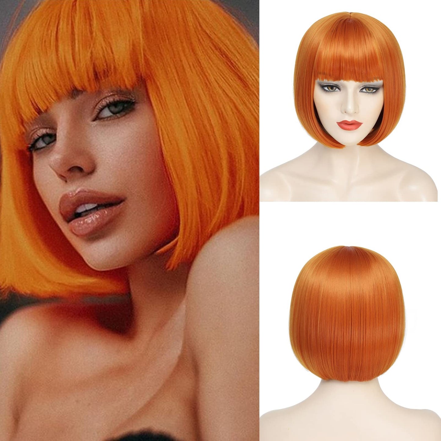 Peruca sintética rosa de 30 cm, curta e reta, para cosplay, penteado pompadour, peruca de cabelo de alta temperatura para uso diário