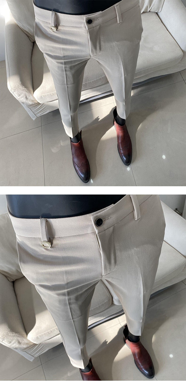 Men Suit Pant 2025 Autumn Solid Elastic Waist Dress Pants Calça Masculina Men Slim Business Office Social Ankle Length Trousers