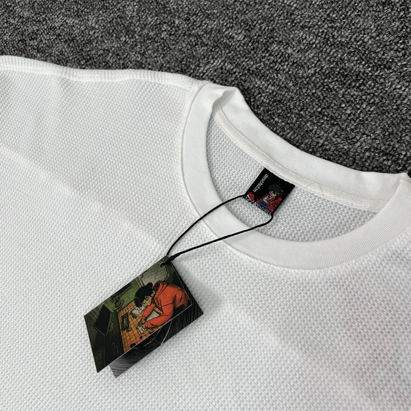 Waffle Long Sleeve Embroidery Sakura Derschutze Blossom T Shirt Men Women Casual Loose High Quality Breathe T-shirt Clothes