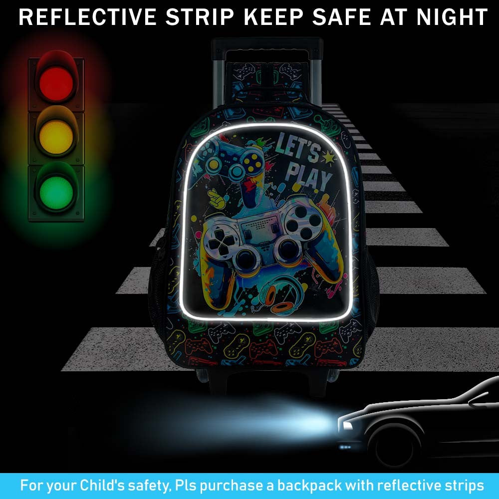 Rolling Backpack for Boys, Kids Roller Wheels School Bookbag with Lunch Bag, Wheeled .?School Bag for Children