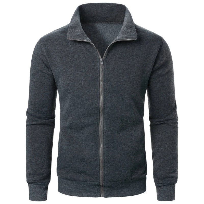 Autumn Men's Long Sleeve Zipper Jacket Coats Solid Color Warm Sweatshirts Casual Baseball Jacket Outdoor Streetwear