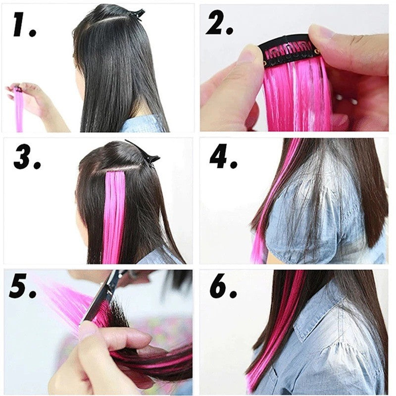 10 peças de tingimento de orelha pendurada, clipes coloridos, extensões de cabelo, perucas sintéticas de fibra química, extensões de cabelo sem marcação