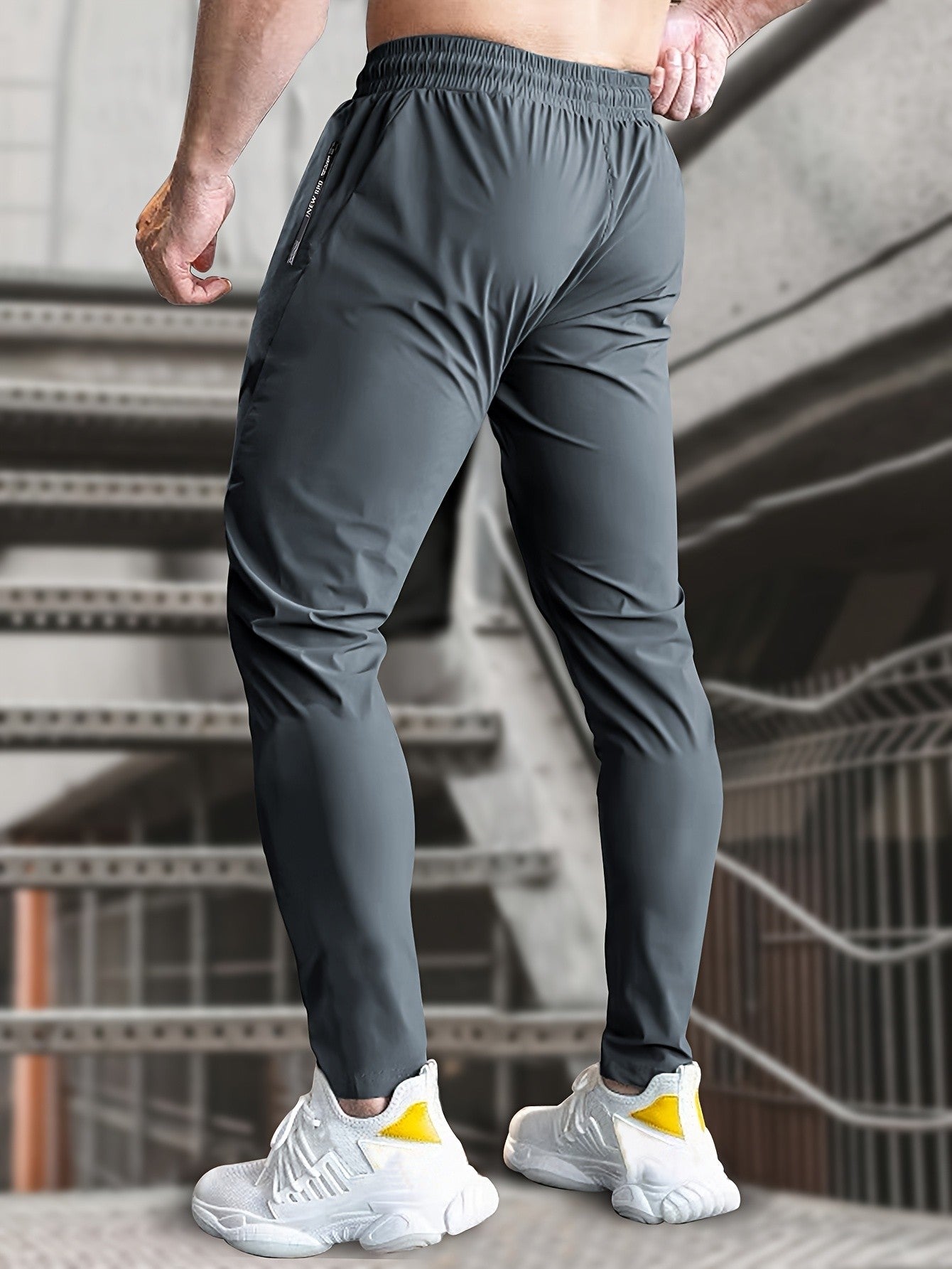 Calça Moletom Masculina de Pesca Calça Jogging Masculina de Seda Gelada Altamente Elástica com Bolsos com Zíper Calça Esportiva Respirável Elástica Presente Masculino