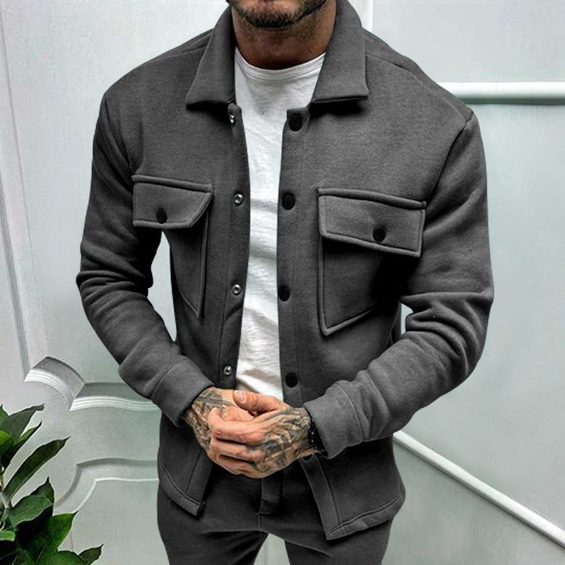 2024 Cross Border Amazon Winter New Men's Fleece Jacket Fashion Casual Jacket